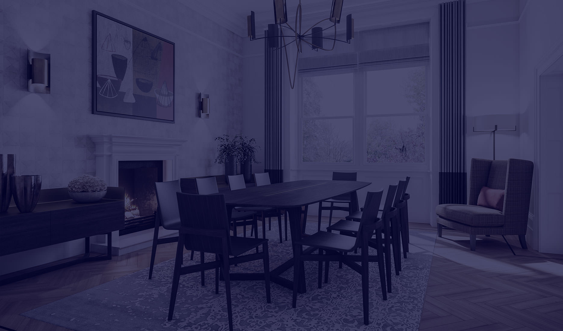 Formal Dining Room with Rako intelligent lighting system
